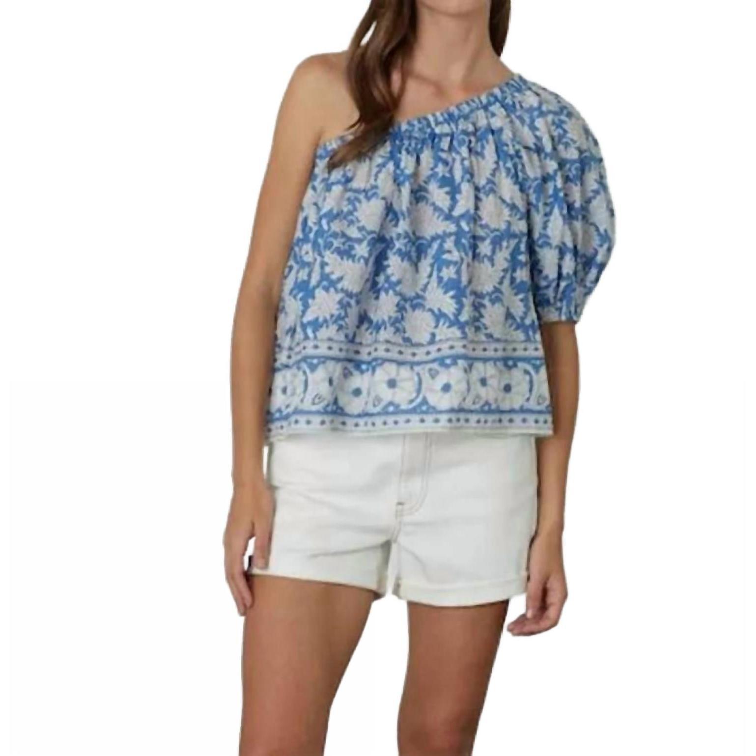 New Velvet By Graham & Spencer Diana One Shoulder Top In Azul